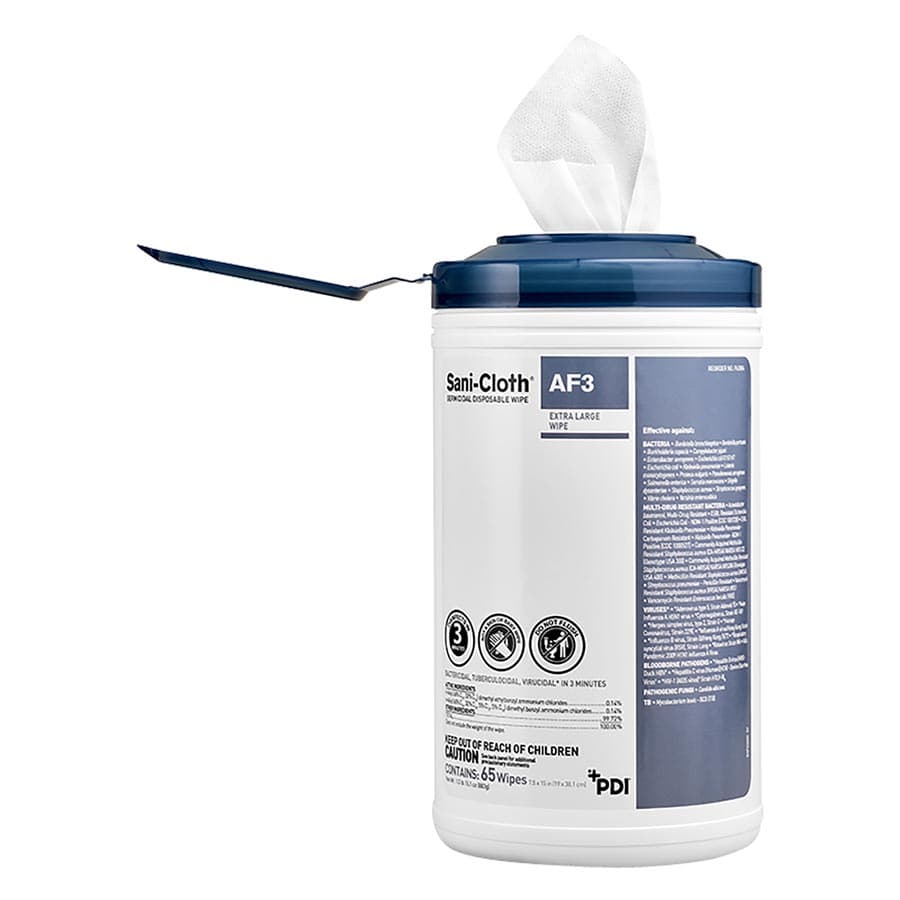 Sani-Cloth AF3 Germicidal Disposable Wipes, Alcohol-Free, Fragrance-Free, X-Large, 7.5" x 15", 75/Can, P72584 thumbnail 11