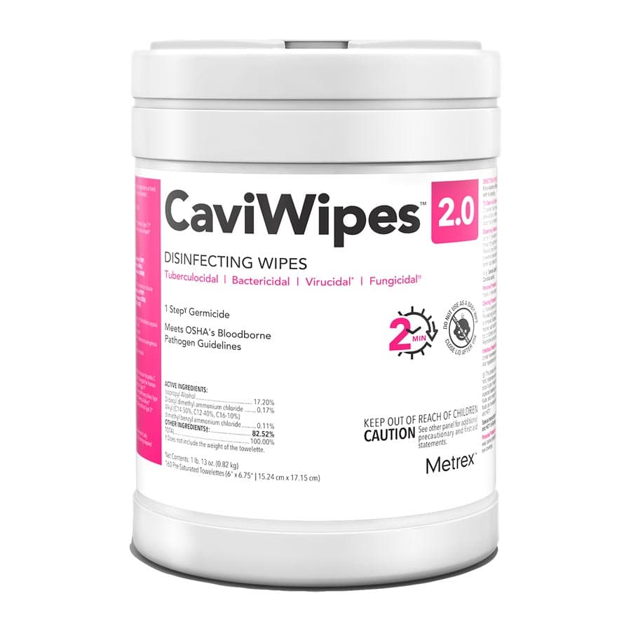 CaviWipes 2.0 Surface Disinfectant Towelettes, 6" x 6.75", 160/Canister, 14-1100 thumbnail 2