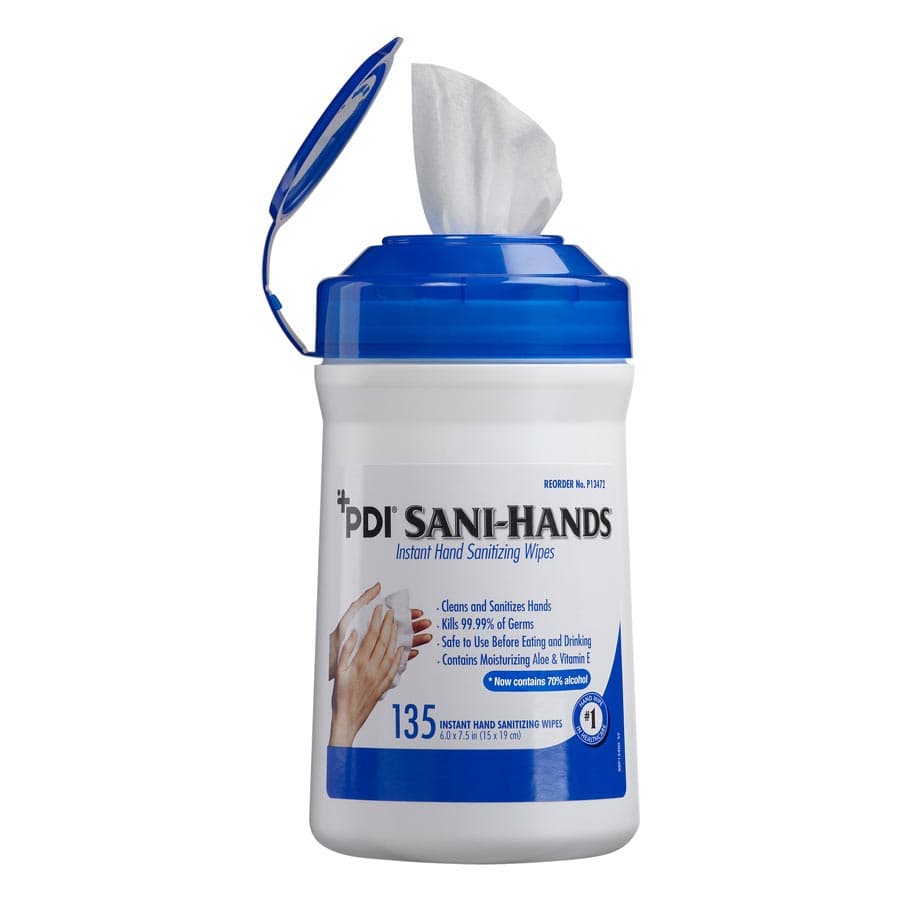 PDI Sani-Hands Instant Hand Sanitizing Wipes, 6" x 7.5", 135/Canister, P13472 thumbnail 6