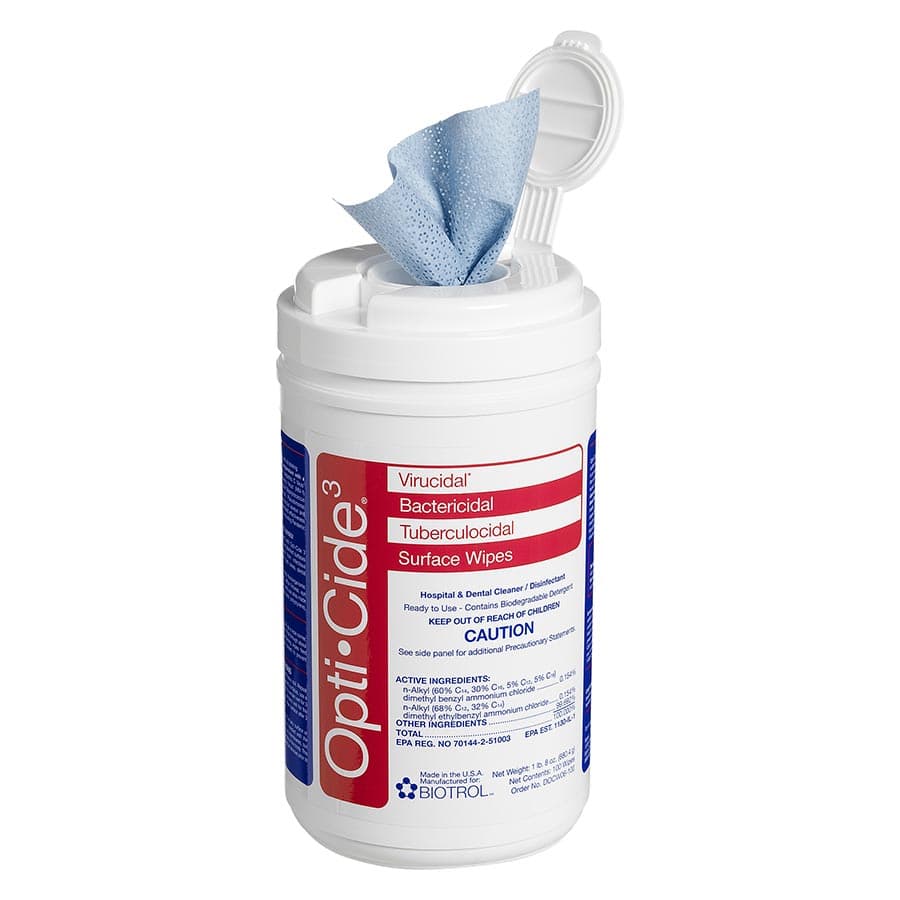 Opti-Cide3 Disinfectant Surface Wipes, 7" x 10", 100 Wipes/Can, OCW06-100 thumbnail 2