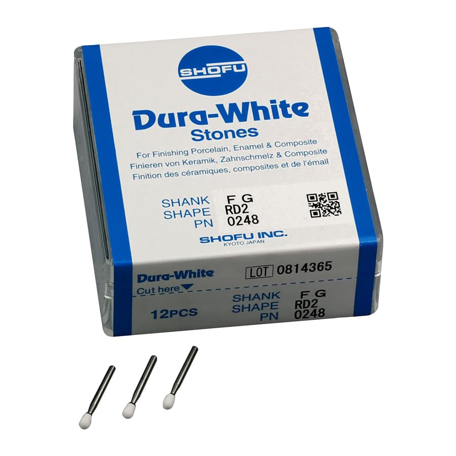Shofu Dental Dura-White Stones, FG, Round, #024 (RD2), White, 12/Pk, 0248 thumbnail 14