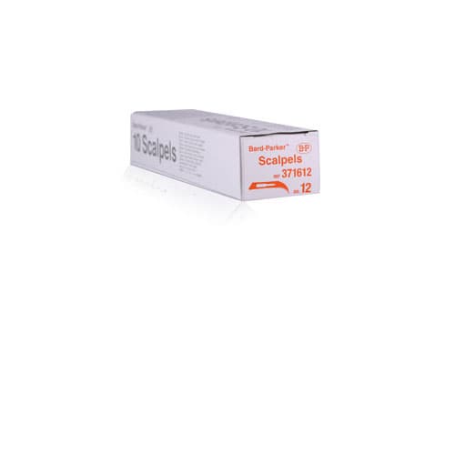 Bard-Parker Disposable Sterile Scalpel with #12 Stainless Steel Blade, Box of 10, 371612 - Bard Parker Disposable Sterile Scalpel with #12 Stainless Steel blade, Box of 10 - Image 1