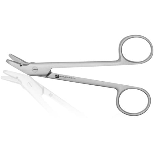J&J Instruments Wire Cutting Scissors, 4.75" Angled, One Side Serrated, 23-4050 thumbnail 3