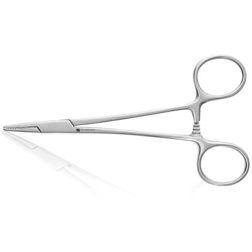 J&J Instruments Baumgartner Needle Holder, 5-1/4", Carbide Serrated Tips, 25-6210 thumbnail 2