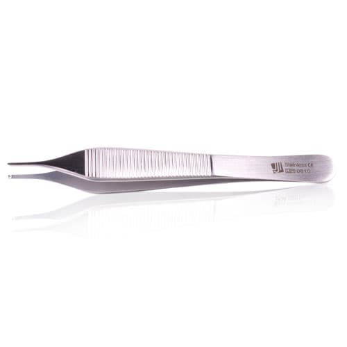 J&J Instruments Adson Tissue Forceps, 4-3/4", 1x2 Teeth, Delicate, Stainless Steel, 35-5020 thumbnail 2