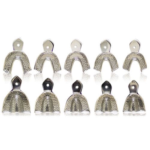 US Elite Stainless Steel Perforated Impression Tray Set, Upper 1-5 & Lower 1-5, 10 Trays - US Elite - Stainless Steel Impression Trays Sets - Image 1