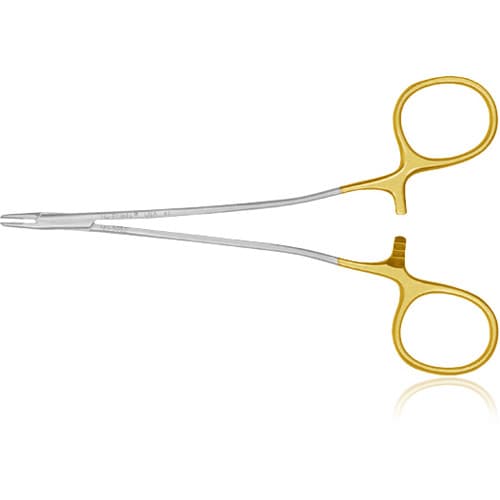 Hu-Friedy Fine Swedish Pattern Perma Sharp Needle Holder, 15 cm (6"), Tungsten Carbide, Gold Plated, FSP thumbnail 4