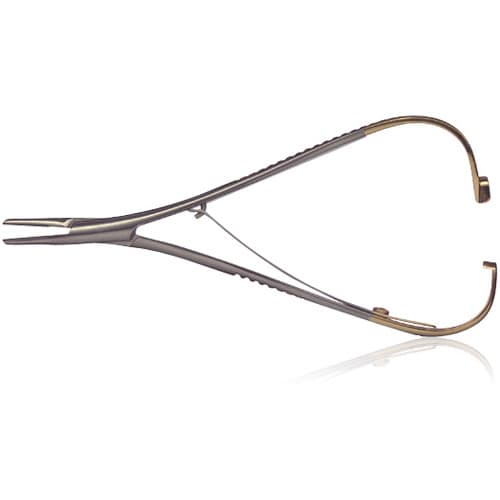 Hu-Friedy Perma Sharp® Mathieu-Kocher Needle Holder, 14 cm/5.5", Tungsten Carbide, Serrated, Gold-Plated Spring Handle, 1 Each thumbnail 5