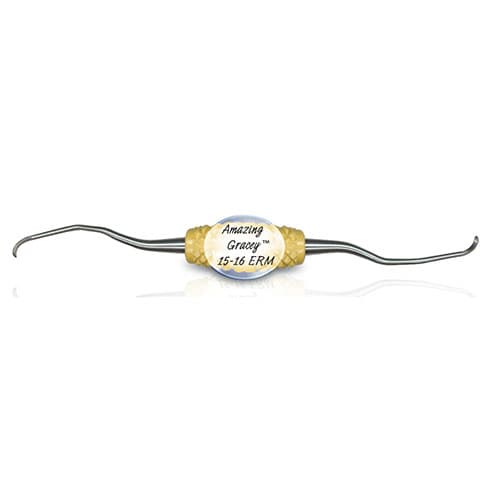 PDT Amazing Gracey 15-16 Extended Reach Mini Rigid Curette, Double End, Yellow Resin Handle, R008R thumbnail 4