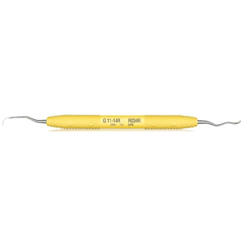 PDT Amazing Gracey 11/14 Rigid Curette, Double End, Yellow Resin Handle, R034R thumbnail 4