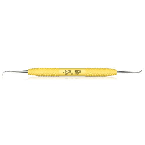 PDT J34-35 Jacquette Miniature Straight Sickle Scaler, Double-Ended, Yellow Resin Handle, R125 thumbnail 5