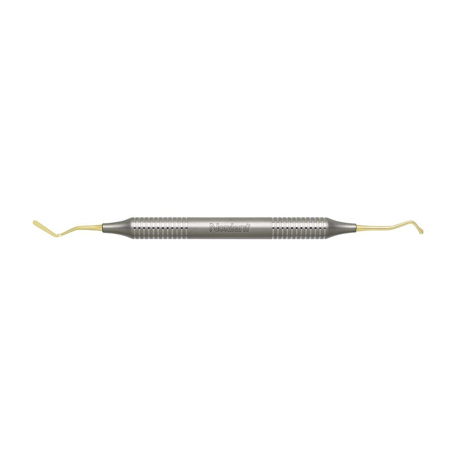 Nordent #23T Composite Placement Instrument, Double-Ended Paddle/Acorn, Titanium Nitride Coated, DuraLite Round Handle, REPFI23T thumbnail 5