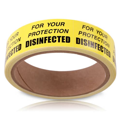 Palmero Disinfected Sticker Labels, 1 5/8" x 1", Yellow, 250/Roll, 1951 thumbnail 2