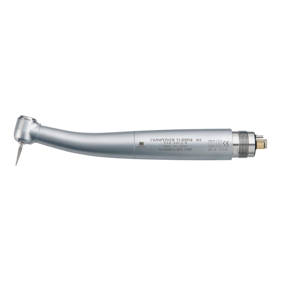J. Morita TwinPower Turbine Basic High-Speed Handpiece, 4-Hole, Non-Optic, Push Button, Chrome Body, 1/Pk, 16-5360838 thumbnail 6
