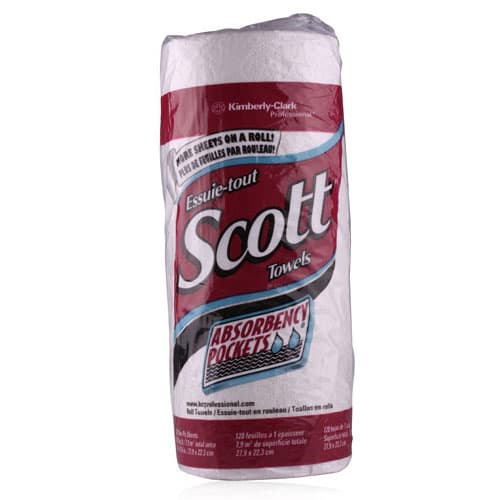 Scott Kitchen Roll Towels, Perforated, White, 1-Ply, 11" x 8.78", 128 Sheets/Roll, 20 Rolls/Case, 41482 thumbnail 4