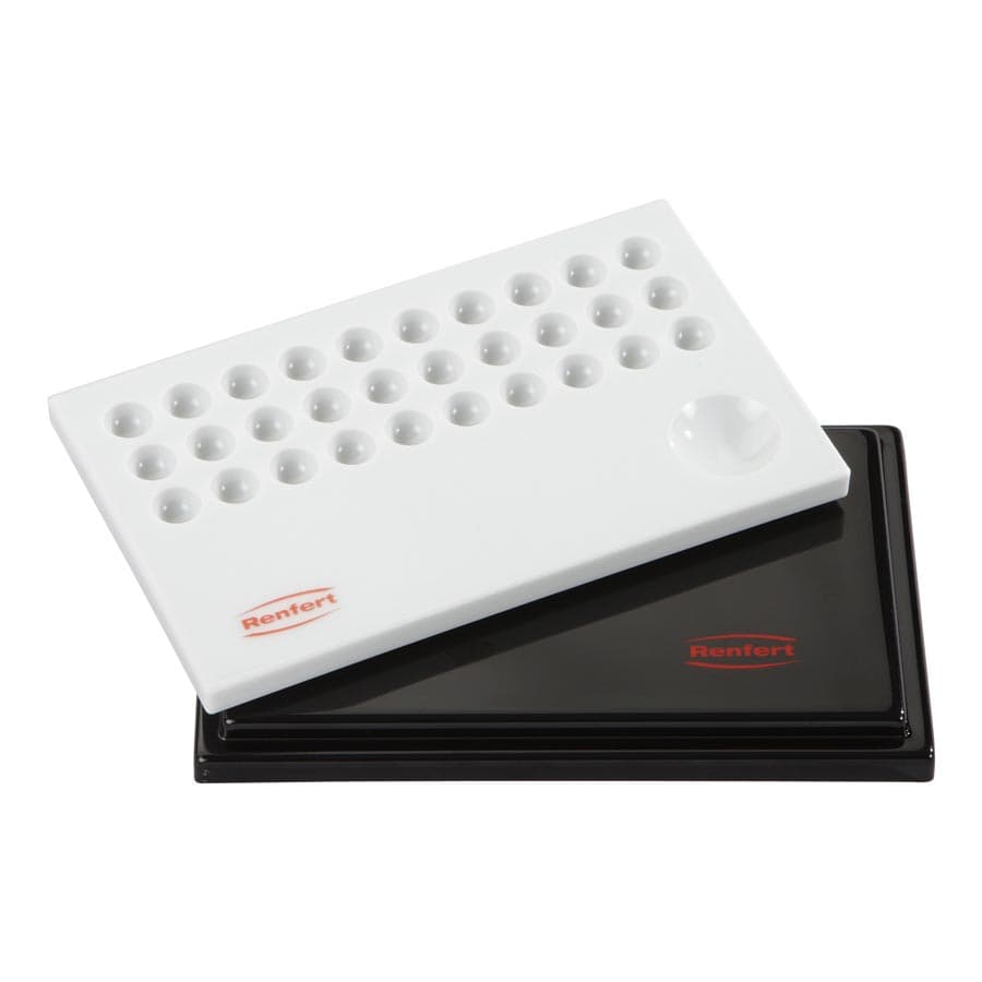 Renfert Stain-Mix Mixing Palette with Black Cover, Porcelain, 30 Wells, 10650100 thumbnail 2