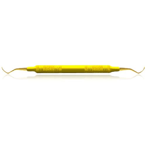 XP SQUARED Technology Universal Curette #13/14S McCall, Sharp Point, EagleLite Resin Handle, Yellow, Double End thumbnail 2