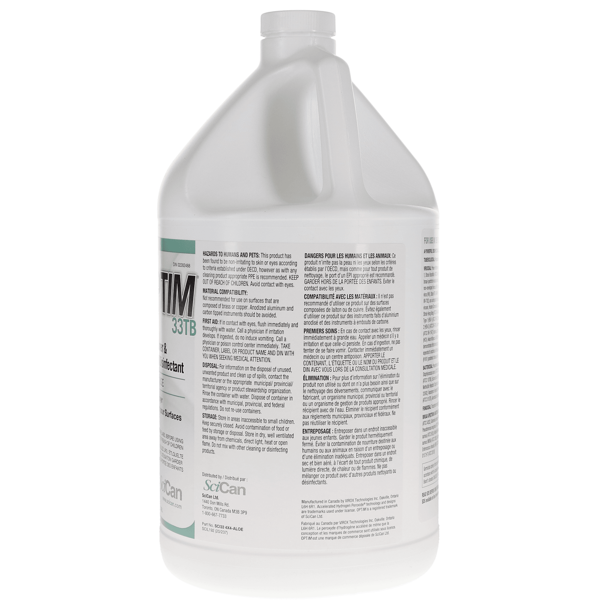 Optim 33TB Disinfectant Liquid, 4 L Bottle, Aloe Scent, 1/Pk, SCI334X4-ALOE thumbnail 2
