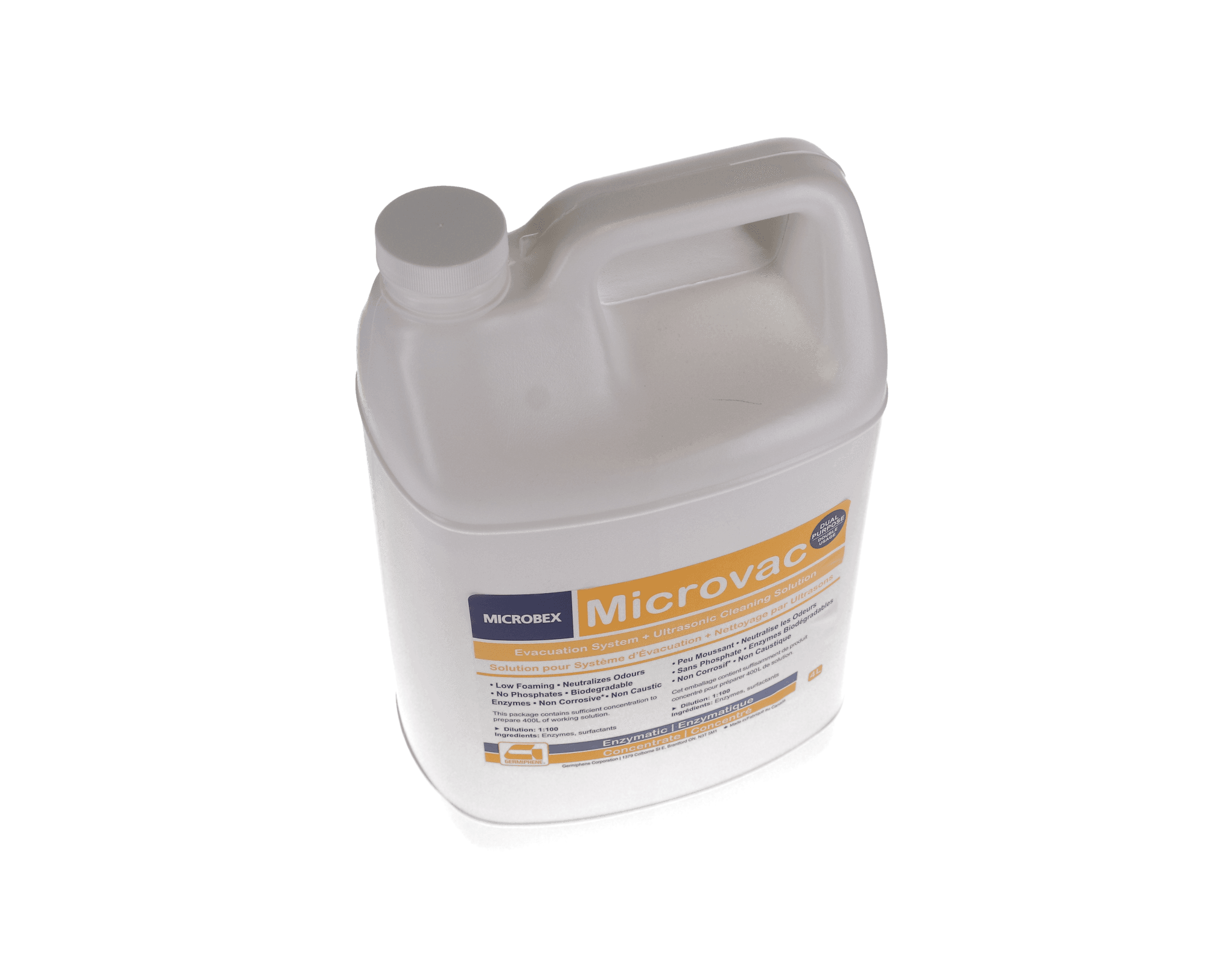 Germiphene Microbex Microvac Dual-Purpose Cleaning Solution, 4 L Bottle, 1/Pk, G-MICROVAC-XXL - Dual-Purpose Microbex Microvac Cleaning Solution, 4 L, 1/Pk, G-MICROVAC-XXL - Image 1