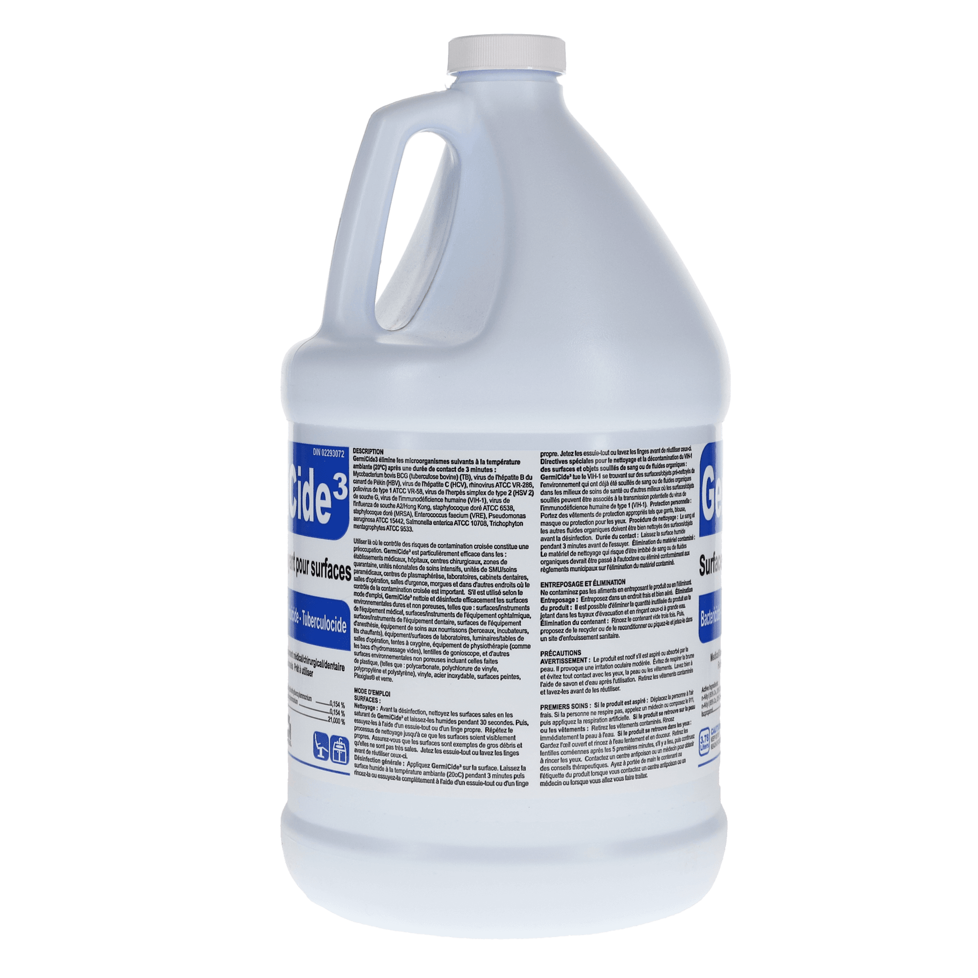 GermiCide 3 Broad-Spectrum Multi-Surface Disinfectant, 3.78 L Bottle, Unscented, 1/Pk, GERMI-3XXL - GermiCide 3 Broad-Spectrum Multi-Surface Disinfectant, 3.78 L Bottle, Unscented, 1/Pk, GERMI-3XXL, GERMI-3-XXL - Image 1