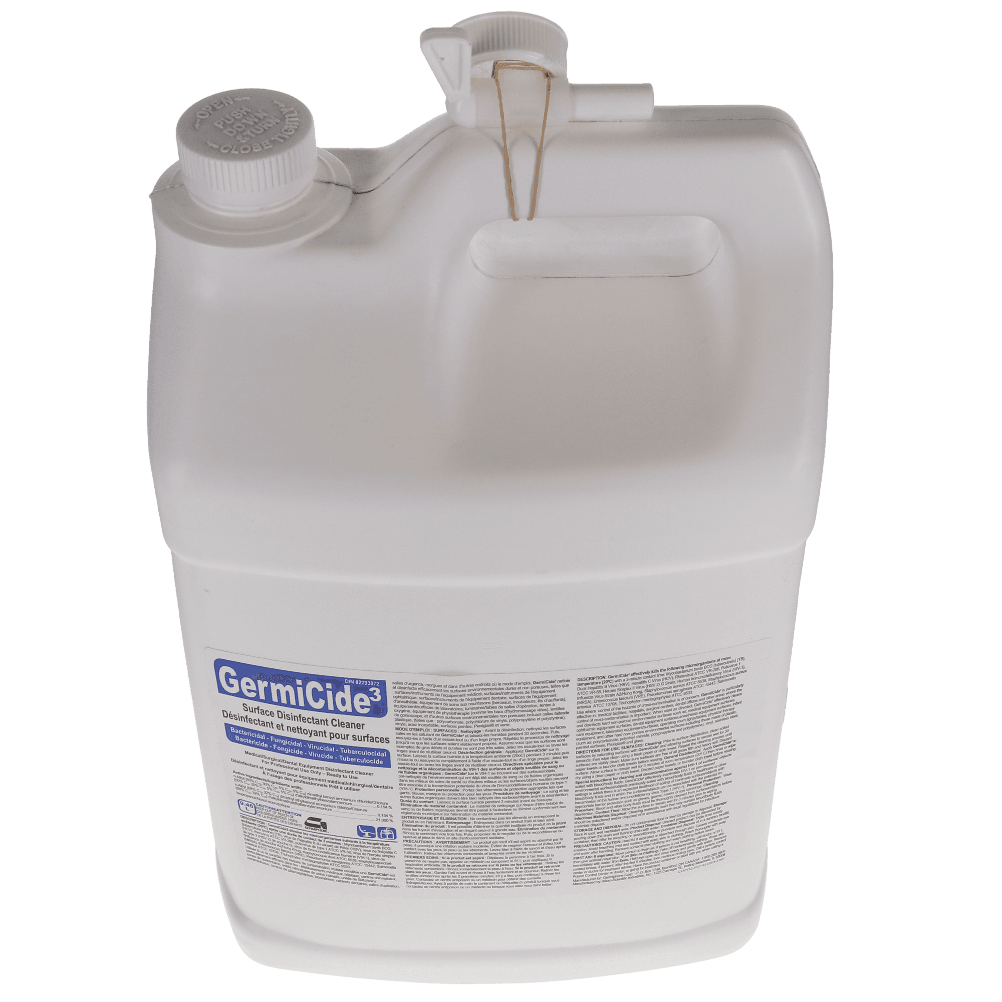 GermiCide 3 Broad-Spectrum Multi-Surface Disinfectant, 9.46 L Bottle, Unscented, 1/Pk, GERMI-3XXXL - GermiCide 3 Broad-Spectrum Multi-Surface Disinfectant, 9.46 L Bottle, Unscented, 1/Pk, GERMI-3XXXL, GERMI-3-XXXL - Image 1