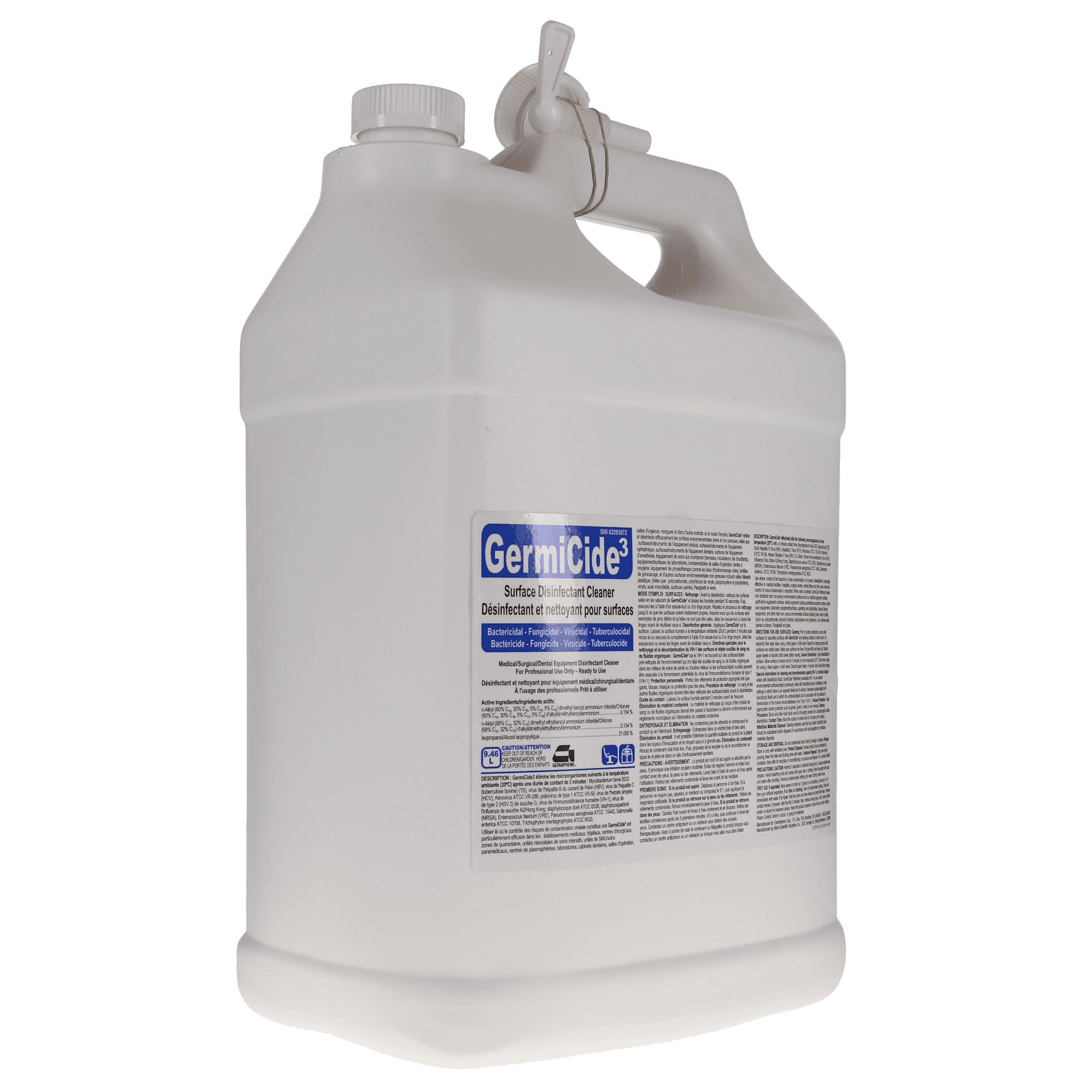 GermiCide 3 Broad-Spectrum Multi-Surface Disinfectant, 9.46 L Bottle, Unscented, 1/Pk, GERMI-3XXXL thumbnail 2