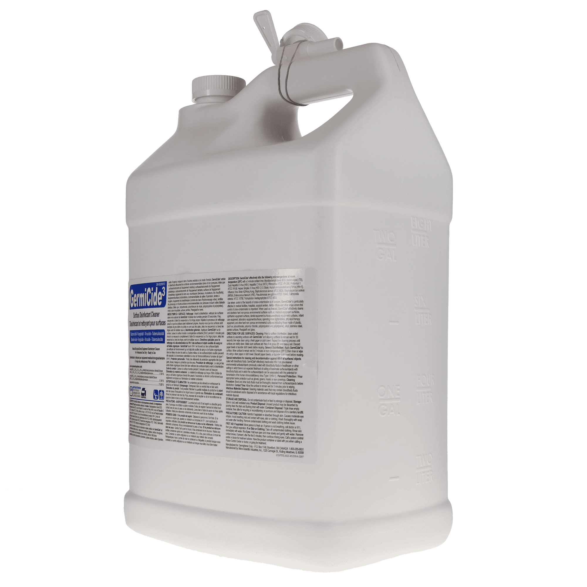 GermiCide 3 Broad-Spectrum Multi-Surface Disinfectant, 9.46 L Bottle, Unscented, 1/Pk, GERMI-3XXXL thumbnail 3