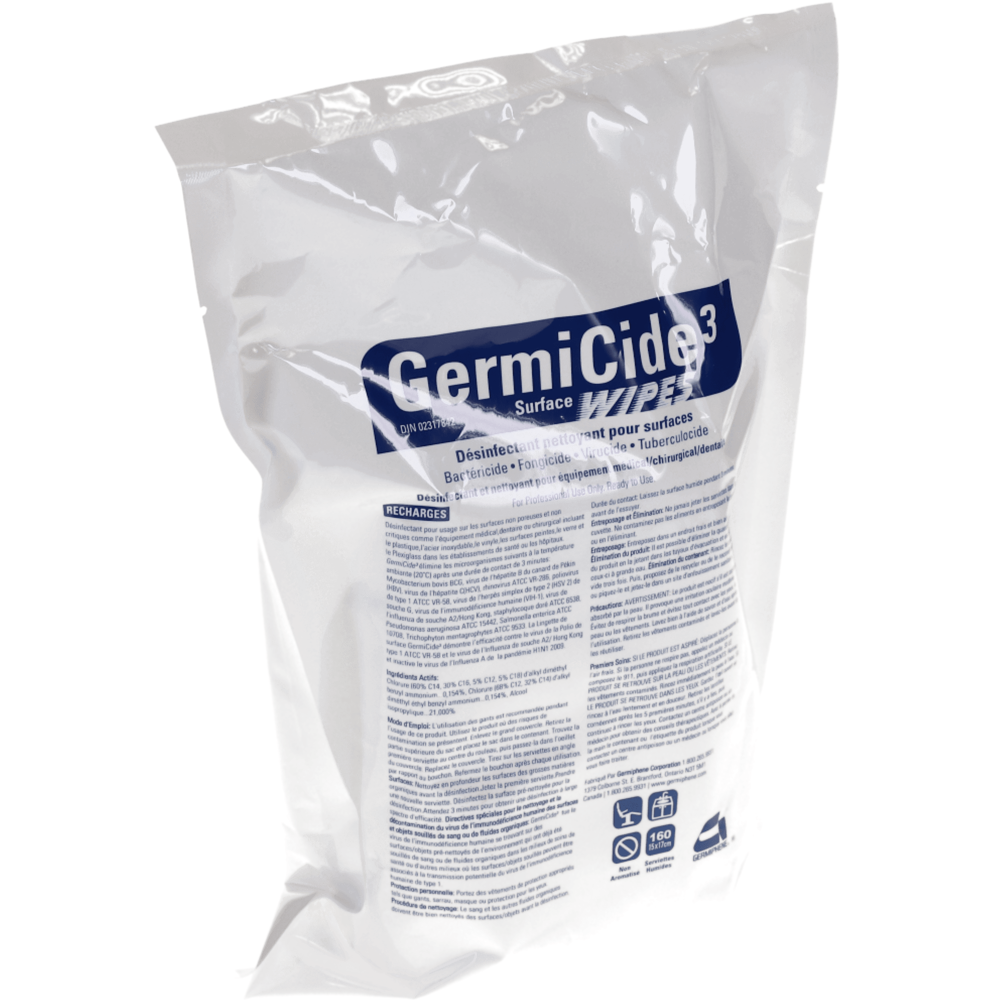 GermiCide 3 Disinfectant Towelettes, Refill Pouch, Lemon Scent, 160/Pk, GERMI-3-R, GERMI-3-SW-R thumbnail 2