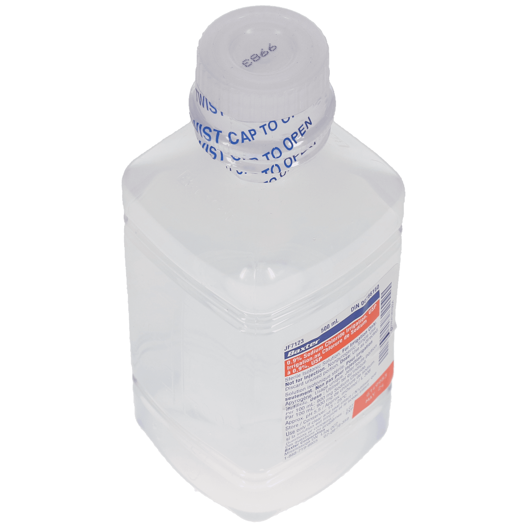 Baxter 0.9% Sodium Chloride (NaCl) Saline Irrigation, USP, Pour Bottle, 500 ml, Sterile, 1/Bottle, JF7633 thumbnail 3