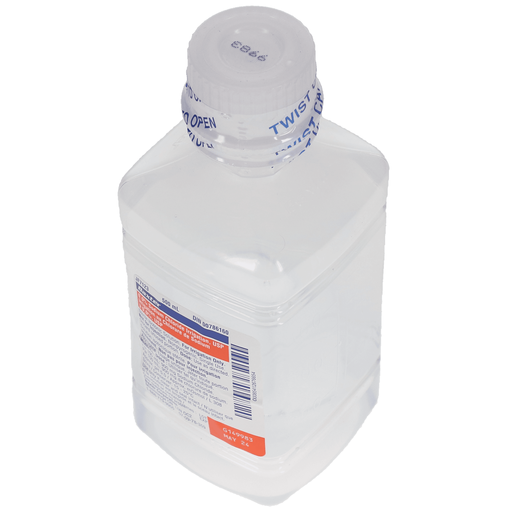 Baxter 0.9% Sodium Chloride (NaCl) Saline Irrigation, USP, Pour Bottle, 500 ml, Sterile, 1/Bottle, JF7633 thumbnail 4