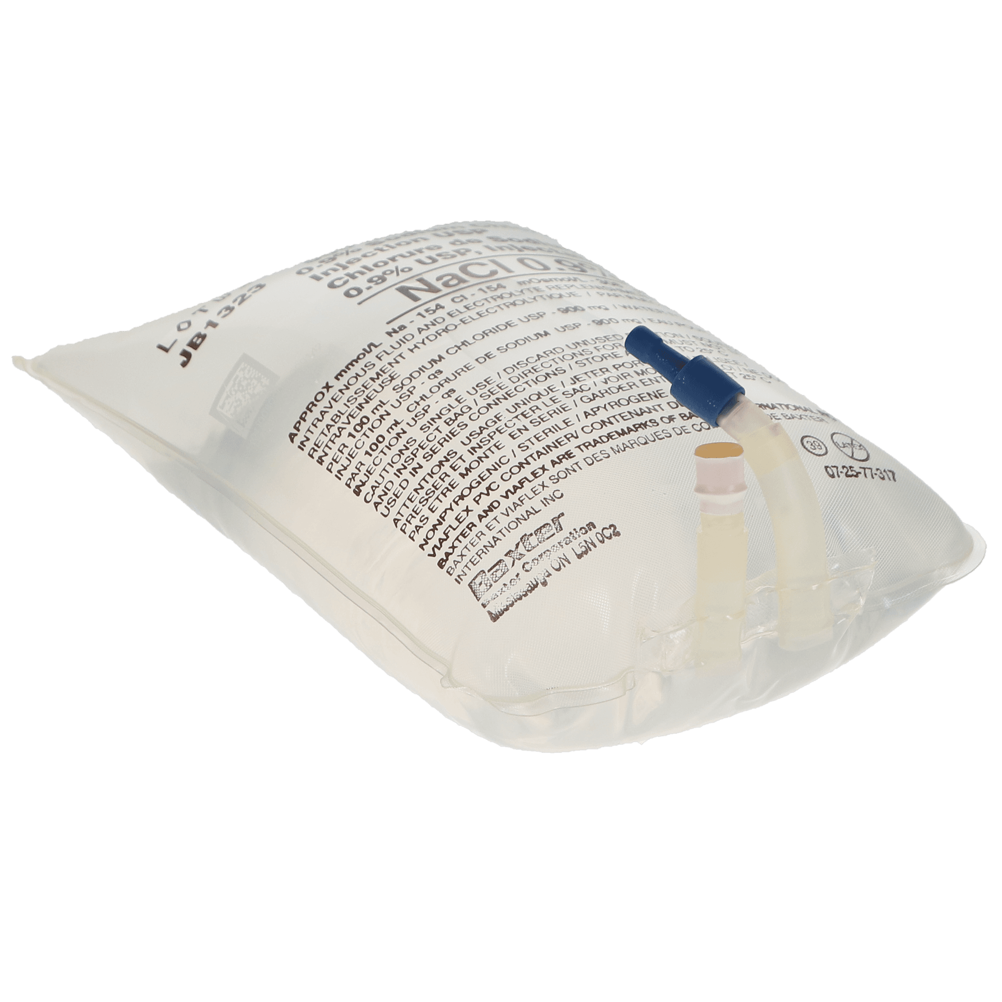 0.9% Sodium Chloride (NaCl) Saline Injection, USP, IV Bag, 500 ml, 1/Pk, JB1323 thumbnail 2