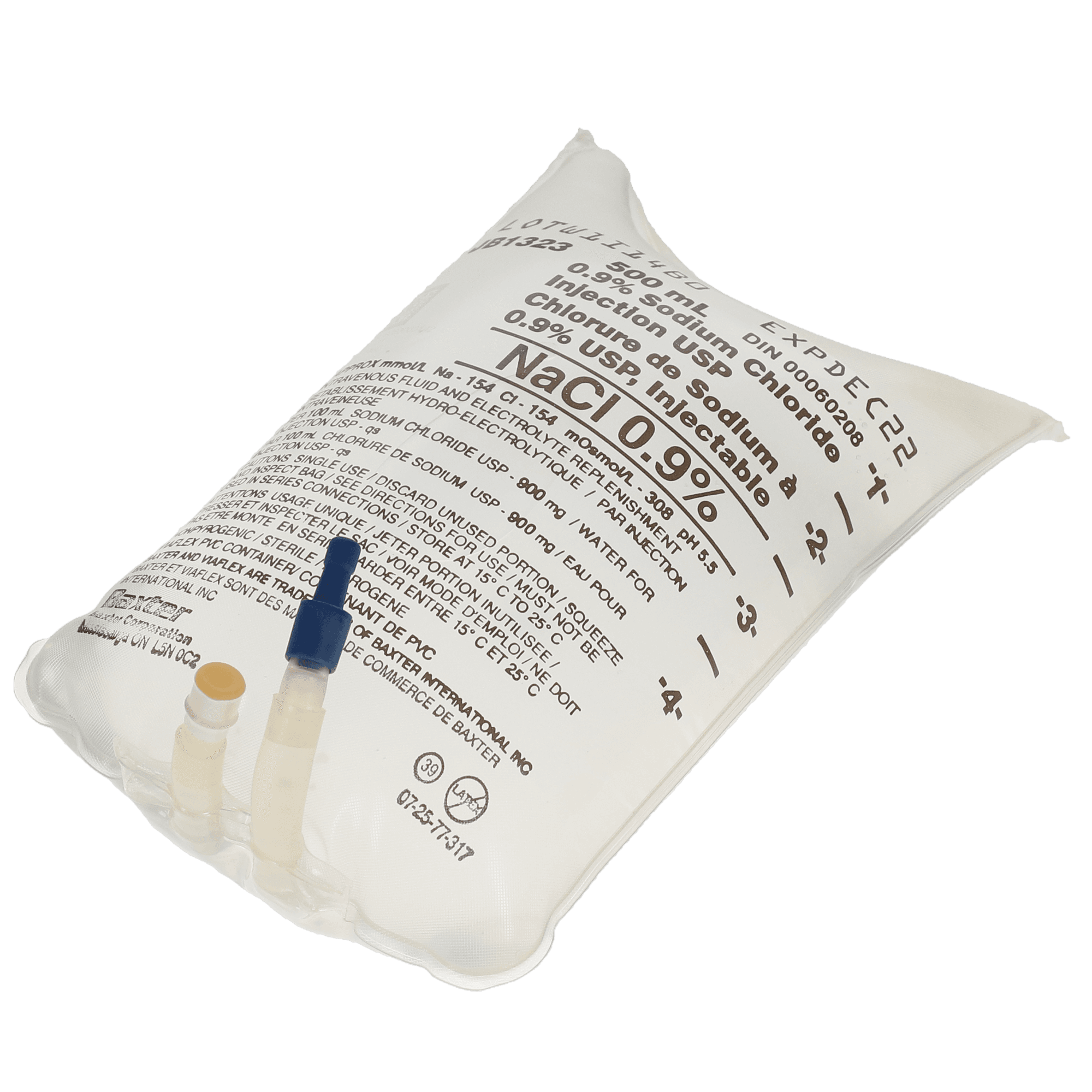 0.9% Sodium Chloride (NaCl) Saline Injection, USP, IV Bag, 500 ml, 1/Pk, JB1323 thumbnail 4
