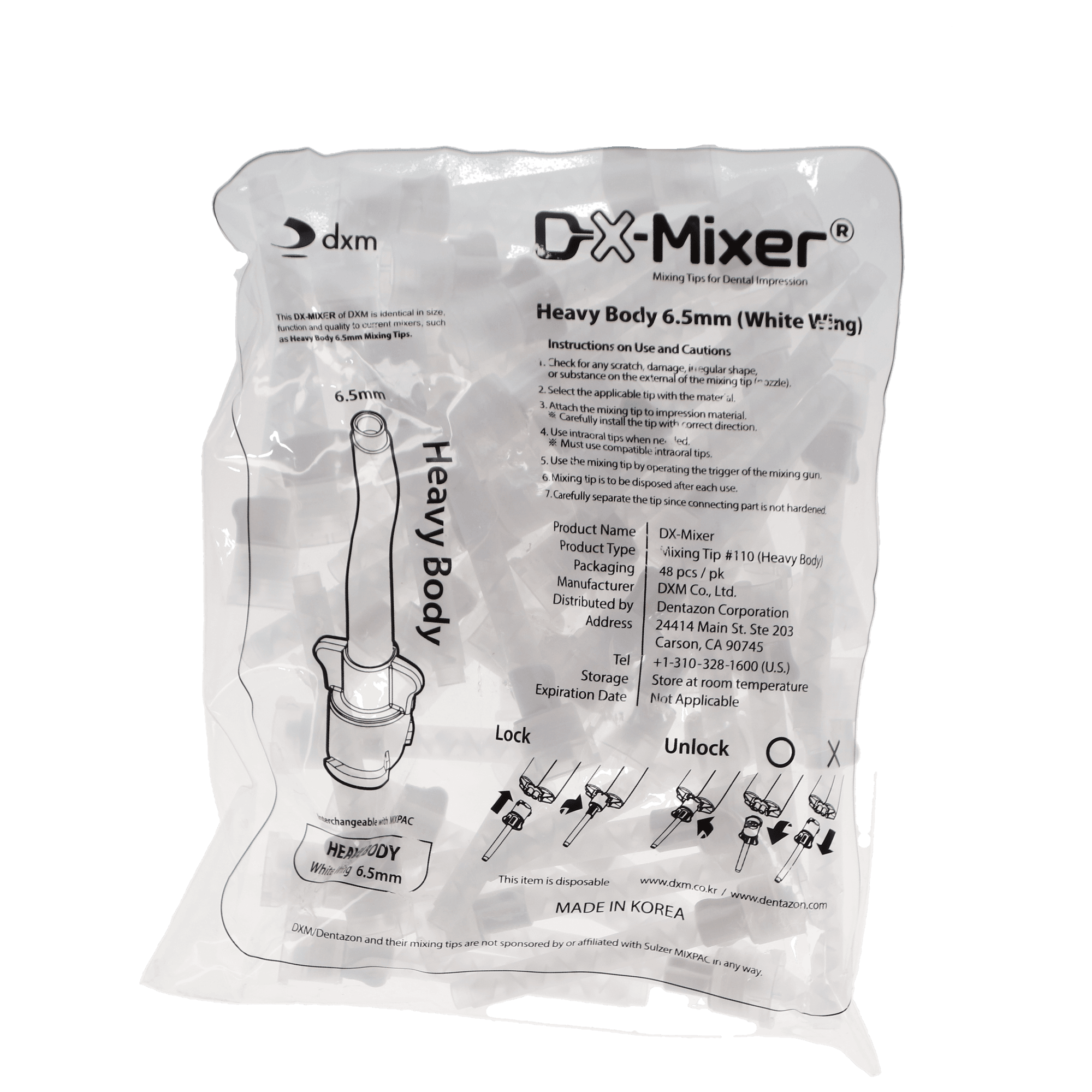 Dentazon DX-Mixer #110 Heavy Body Mixing Tip, 1:1, 6.5mm, White Wings, 48/Pk, DX-4000G thumbnail 4