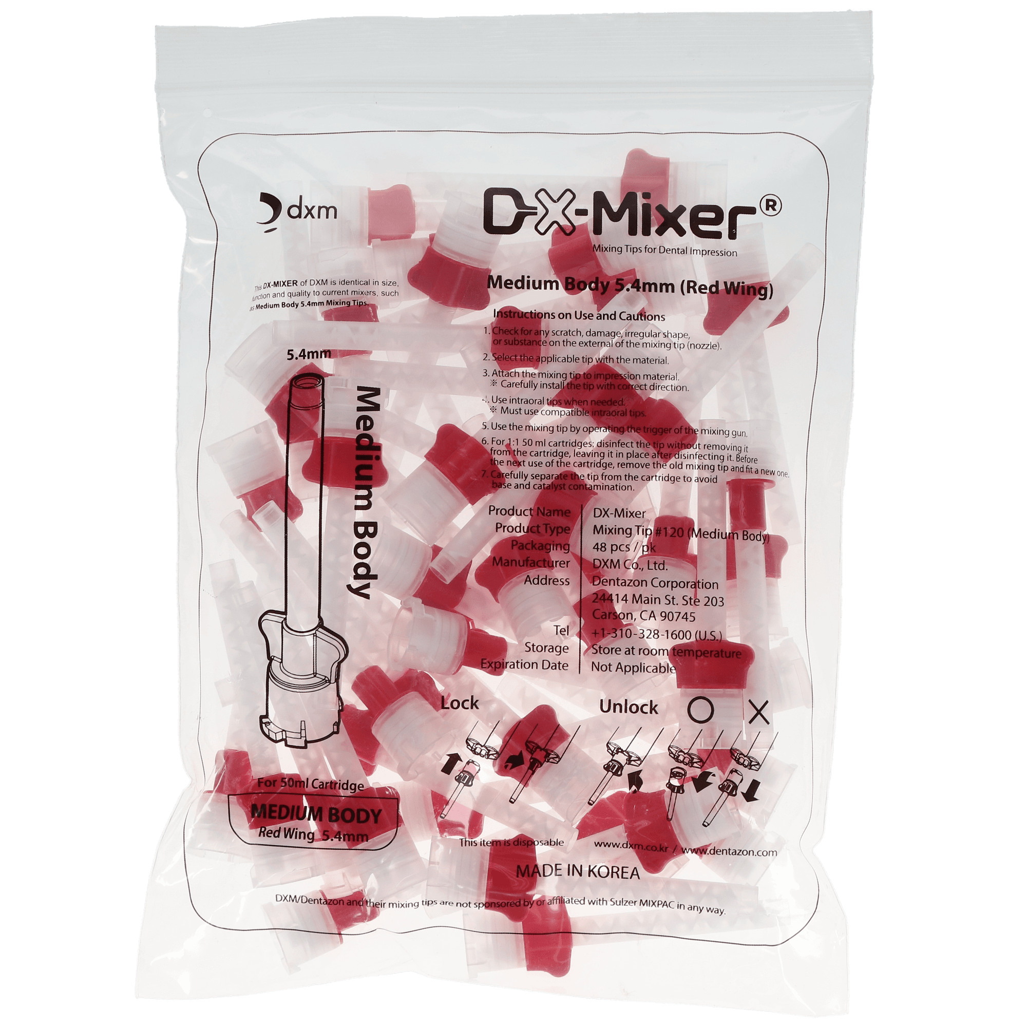 Dentazon DX-Mixer #120 Medium Body Mixing Tip, 1:1, 5.4mm, Red Wings, 48/Pk, DX-4000P thumbnail 4