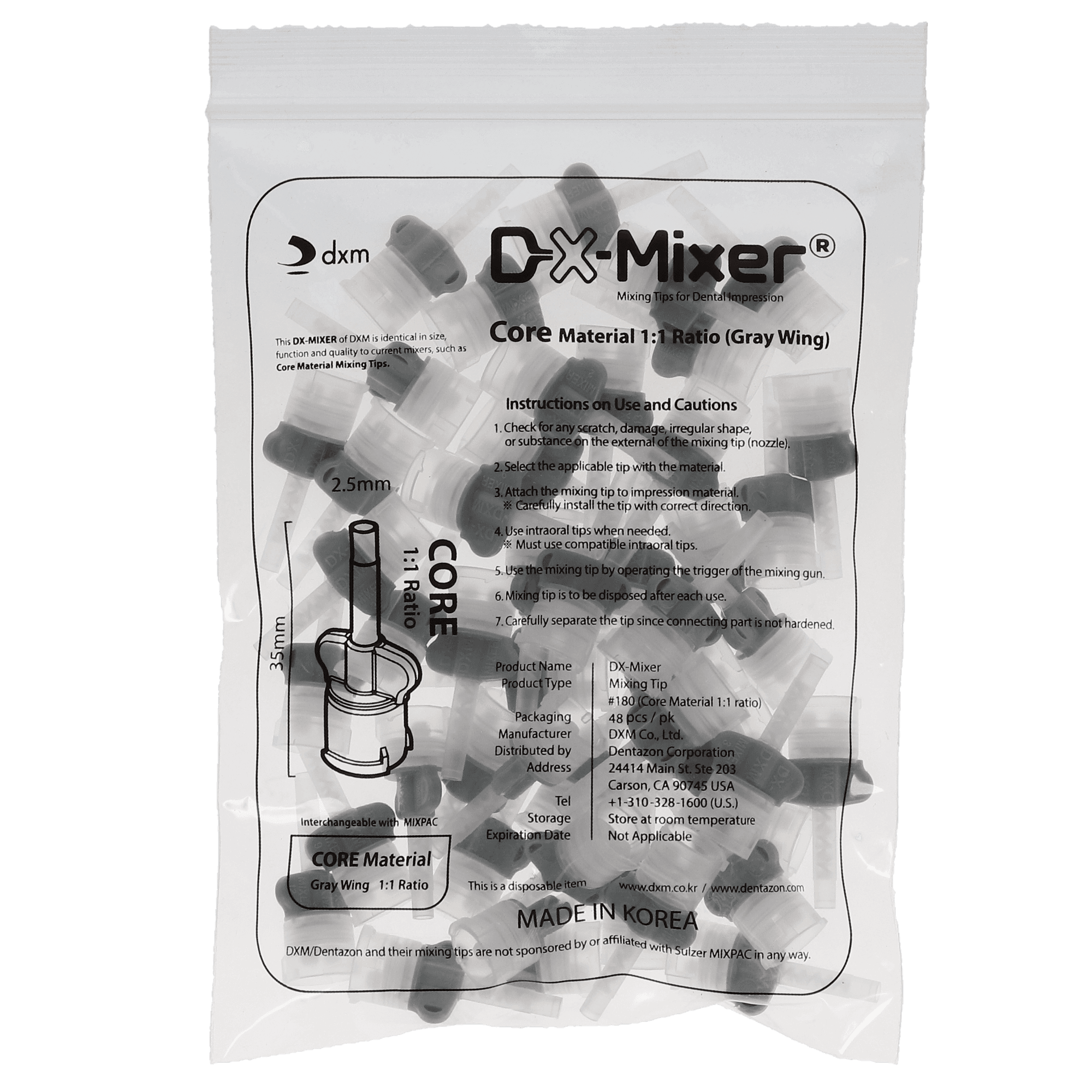 DX-Mixer HP Mixing Tips, Core Material, 1:1, #180, 2.5 mm, Gray Wings, 48/Pk, DX-4000CM thumbnail 4