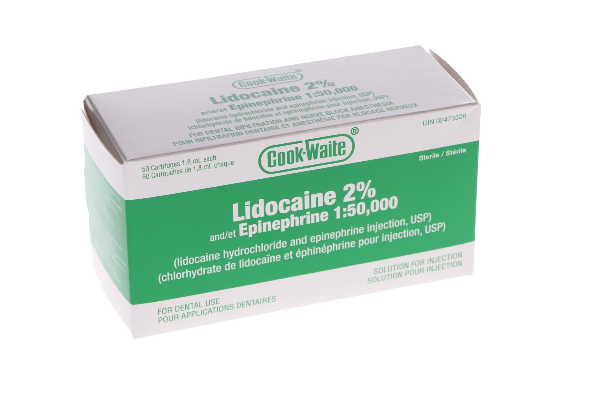 Cook-Waite Lidocaine HCl 2% with Epinephrine 1:50,000, 1.8 ml Dental Cartridges, Green, 50/Pk, 99170 thumbnail 4