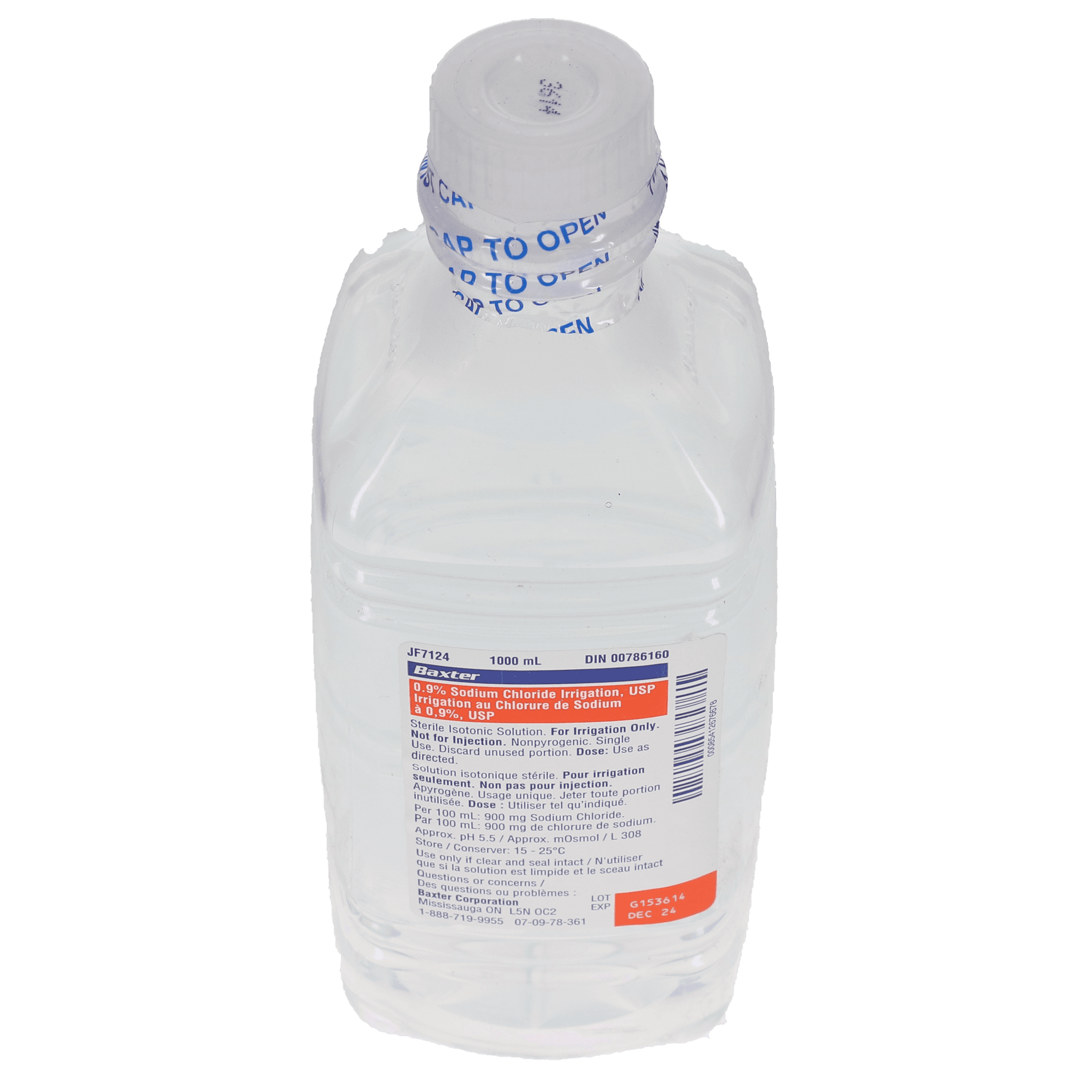 Baxter Sterile Water for Irrigation, USP, 1000 mL Pour Bottle, 1/Bx, JF7624 - Sterile Water For Irrigation, USP, Bottle, 1000 ml, 1/Pk, JF7624, JF7624 - Image 1