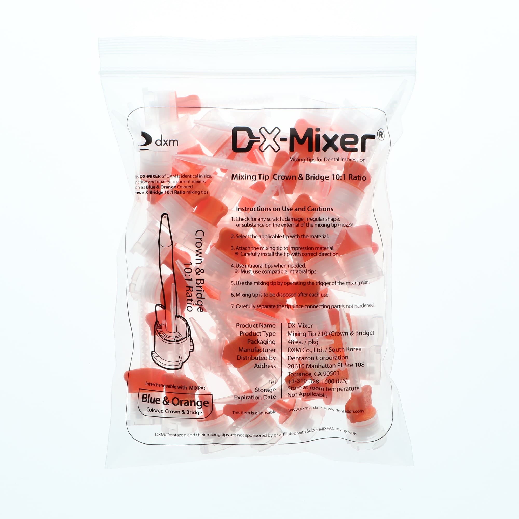 DX-Mixer HP Mixing Tips, #210, 10:1/4:1, 3.2 mm, Orange Wings, 48/Pk, DX-2000CO thumbnail 2