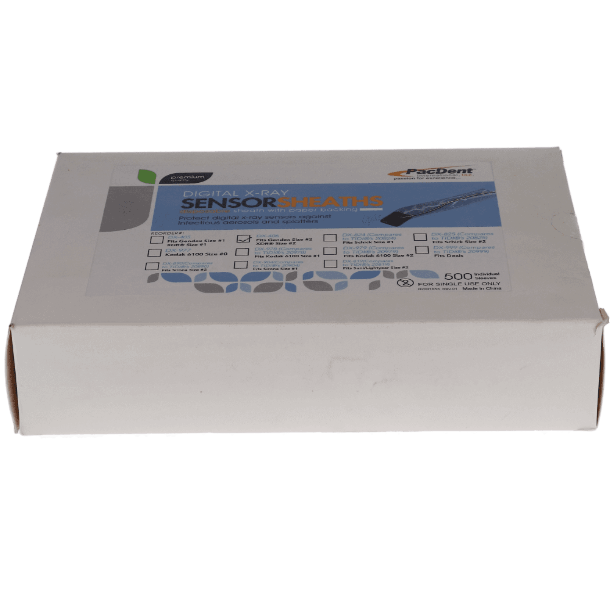 Pac-Dent Armor Digital X-Ray Sensor Barrier Sleeves, Size #2, Paper-Backed, Latex-Free, for Gendex/XDR, 500/Pk, DX-406 thumbnail 4