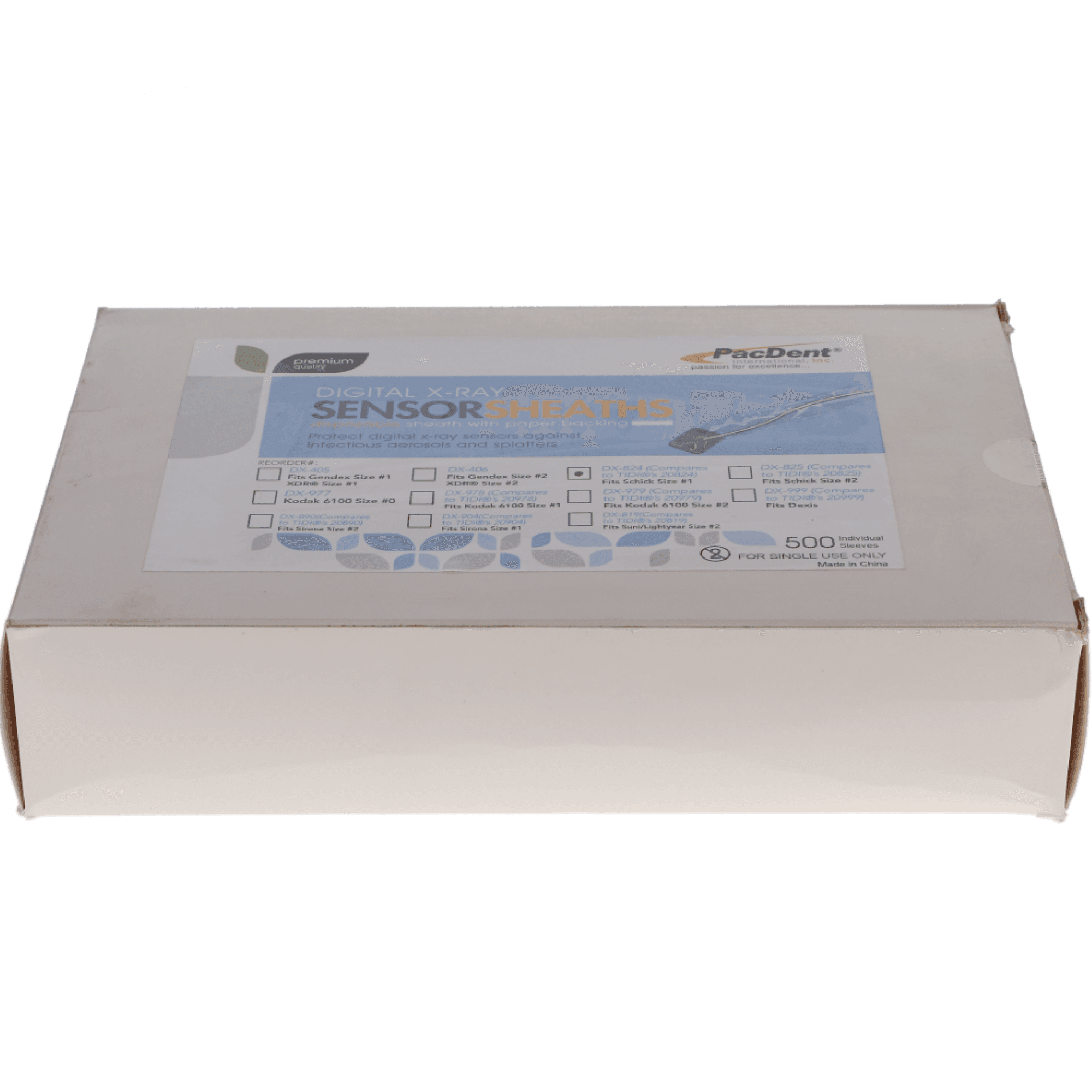 Pac-Dent Armor Digital X-Ray Barrier Sleeves, Size #1 for Schick Sensors, Paper-Backed, Latex-Free, 500/Pk, DX-824 thumbnail 4