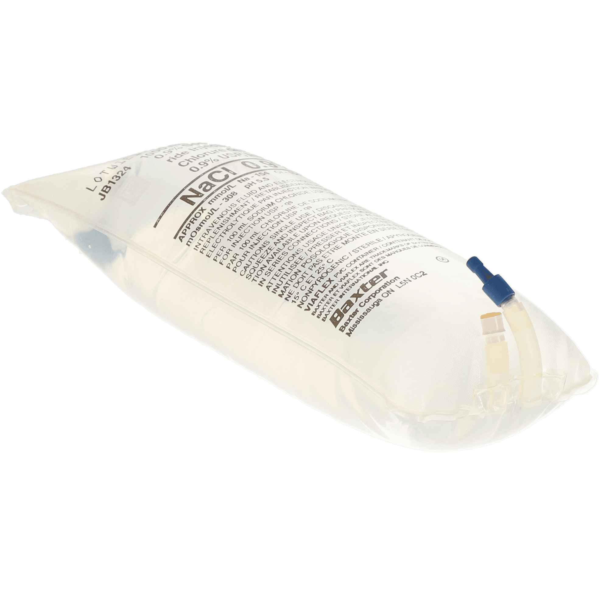 0.9% Sodium Chloride (NaCl) Saline Injection, USP, IV Bag, 1000 ml, 1/Pk, JB1324 thumbnail 2
