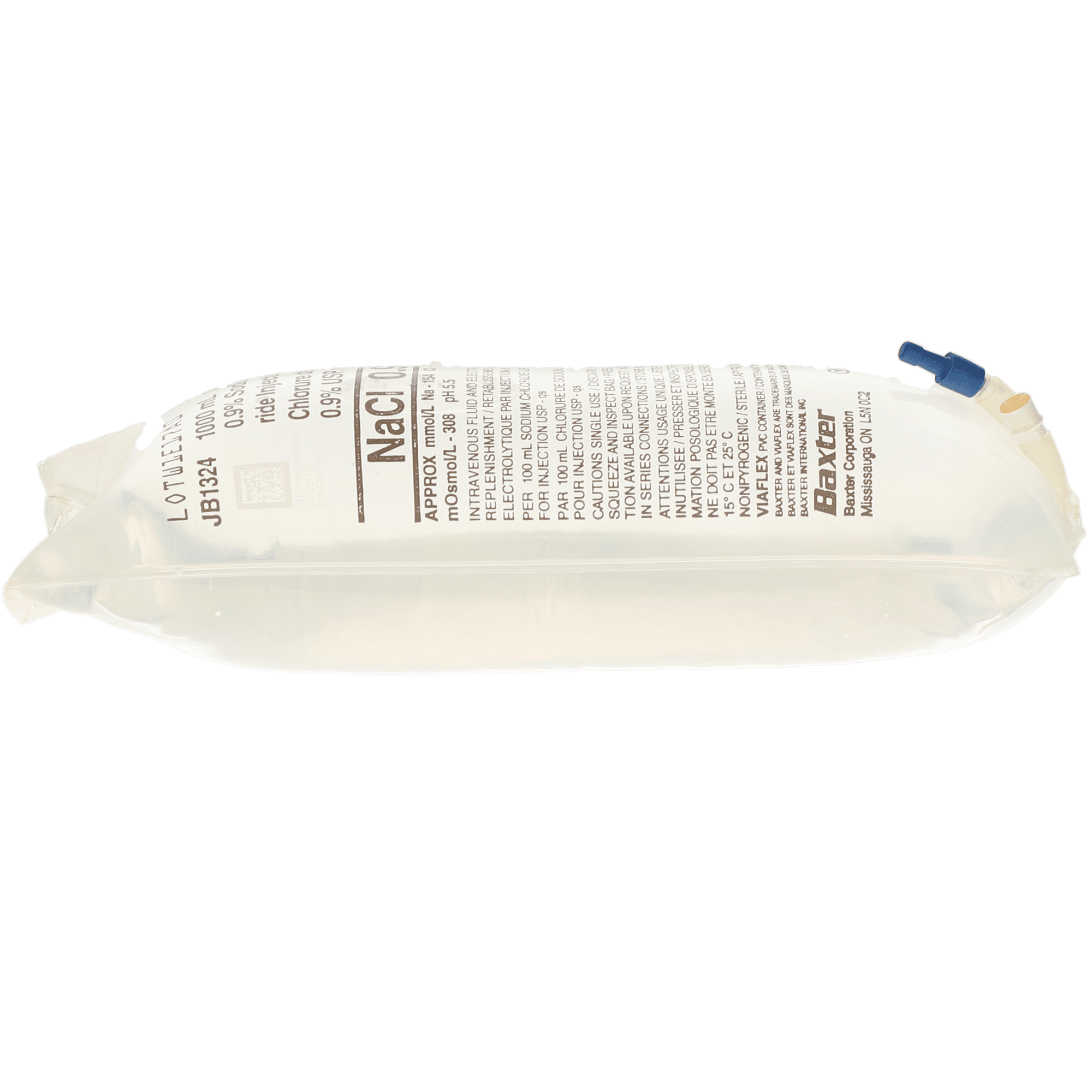 0.9% Sodium Chloride (NaCl) Saline Injection, USP, IV Bag, 1000 ml, 1/Pk, JB1324 thumbnail 3