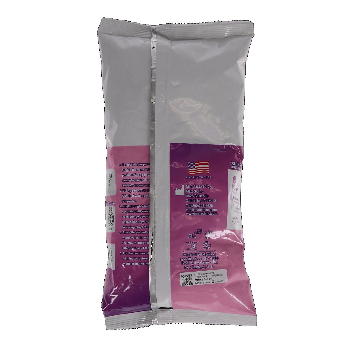 Kromatica Color-Changing Alginate Impression Material, Dust-Free, Fast Set, Pouch, 1 lb, Mint, 1/Pk, 305-202 thumbnail 3