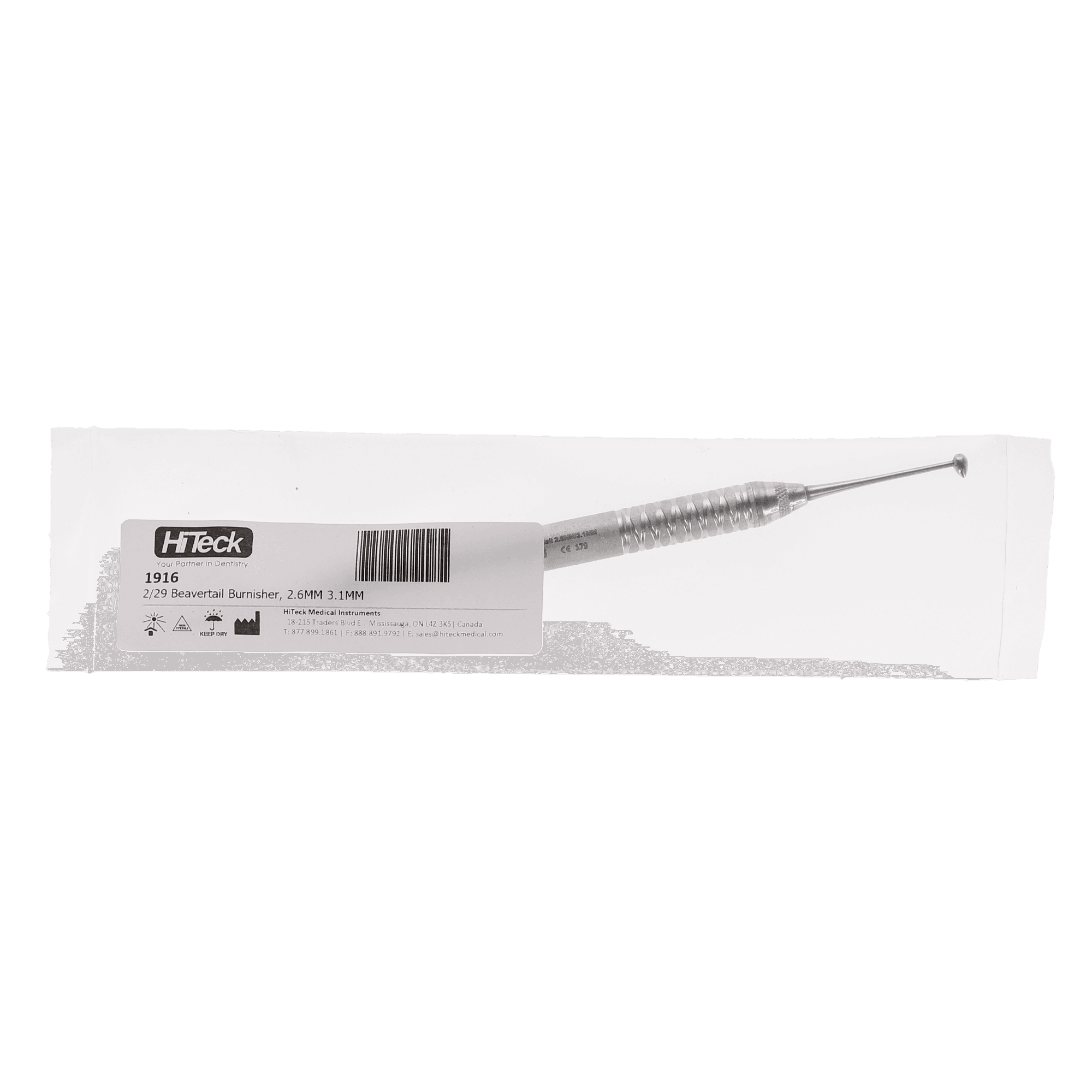 HiTeck Medical Instruments 2/29 Beavertail Burnisher, Double-Ended, 2.6mm/3.1mm Tips, Stainless Steel, 1916 thumbnail 3