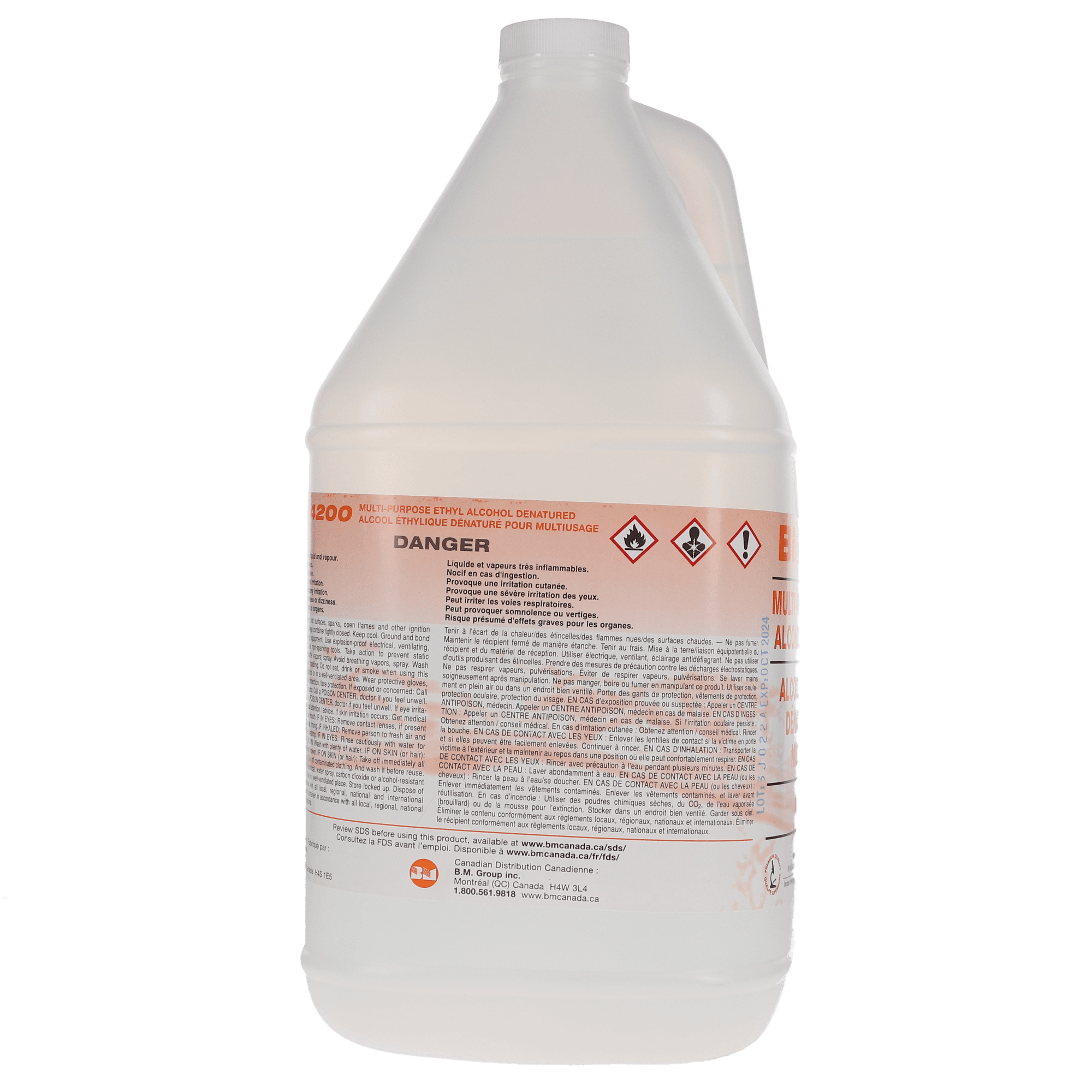 99% Ethyl Alcohol Denatured, 4 L, 1/Pk, BM-4200 - 99% Ethyl Alcohol Denatured, 4 L, 1/Pk, BM-4200 - Image 1