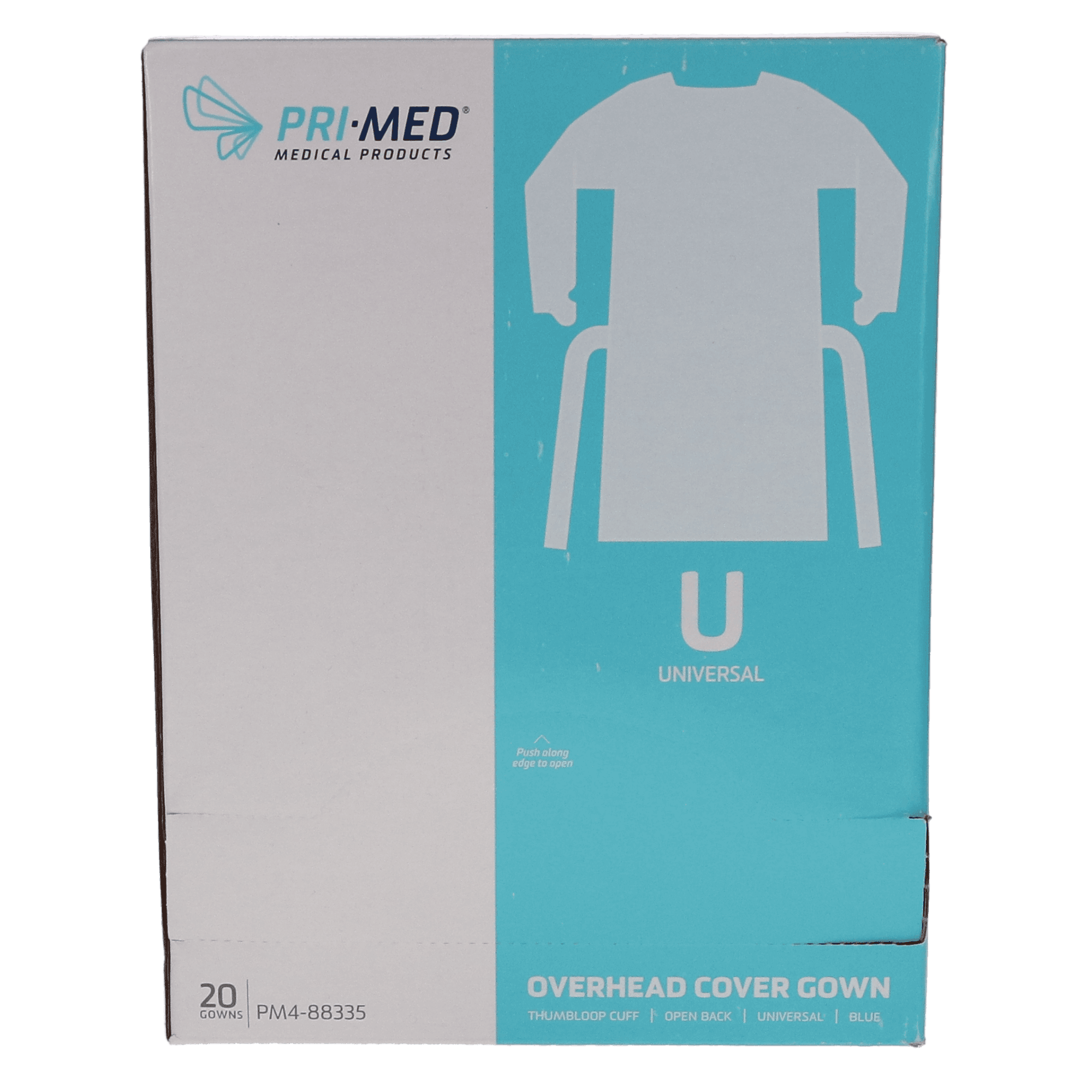 Overhead Isolation Gowns, Film Cover, Thumbloops, Universal, Blue, 20/Pack, PM4-88335 thumbnail 3