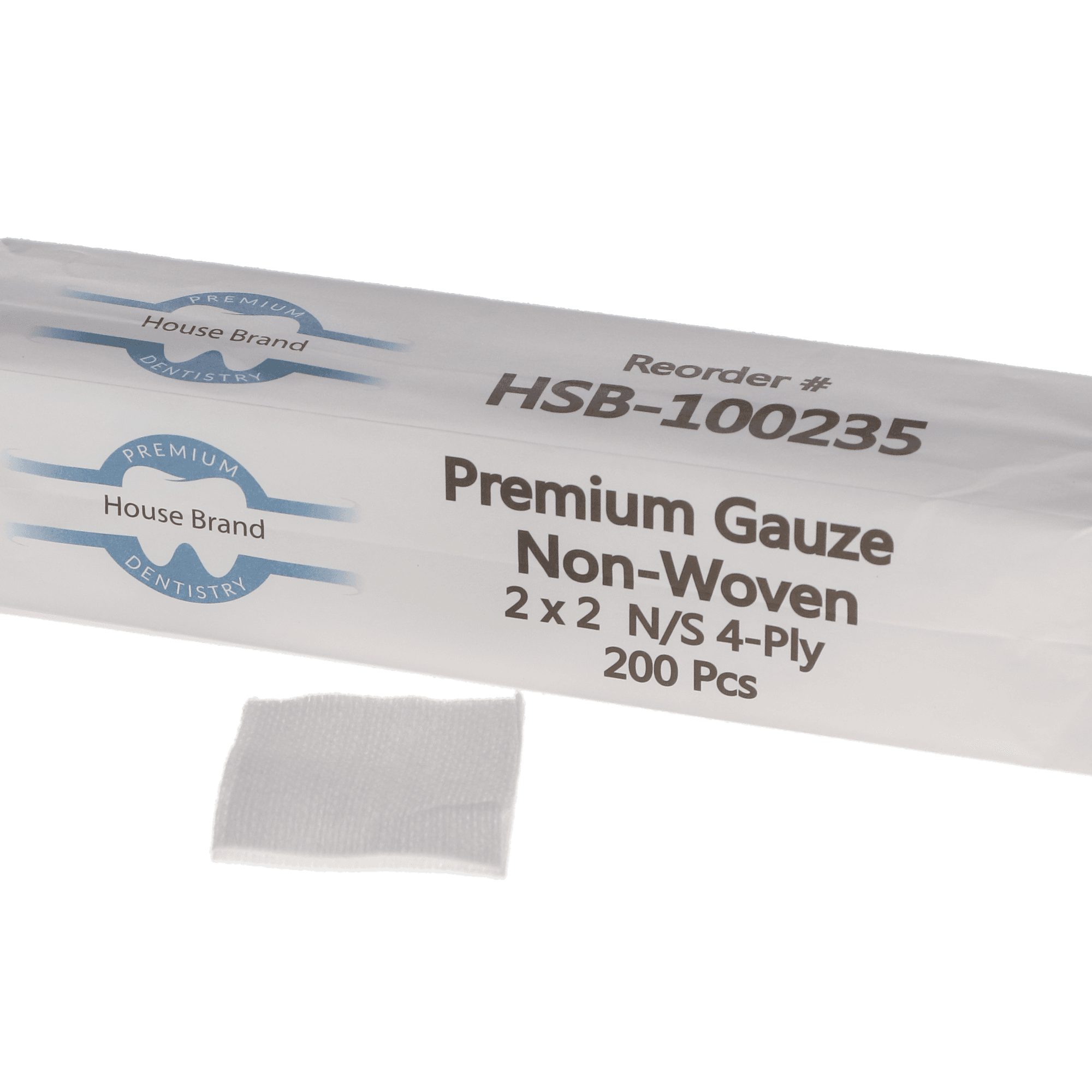 House Brand Dentistry Premium Non-Woven Gauze Sponges, 2x2 inch, 4-Ply, Non-Sterile, 200/Pack, 100235 thumbnail 2