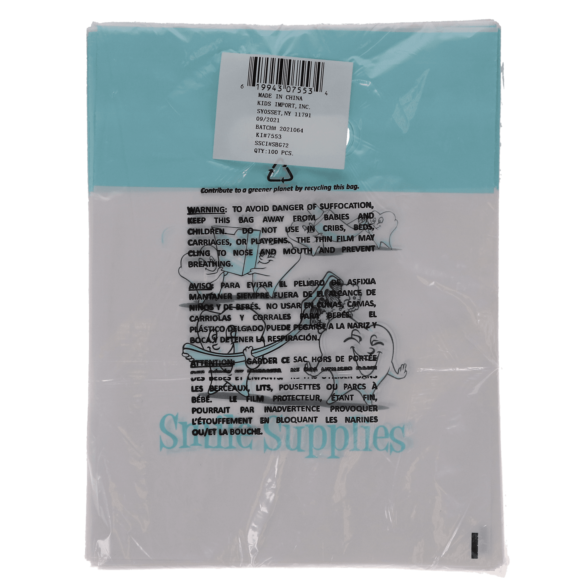 Tooth Supplies Patient Bags, Small, White, 7.5" x 9", 100/Pk, SBG72 thumbnail 5
