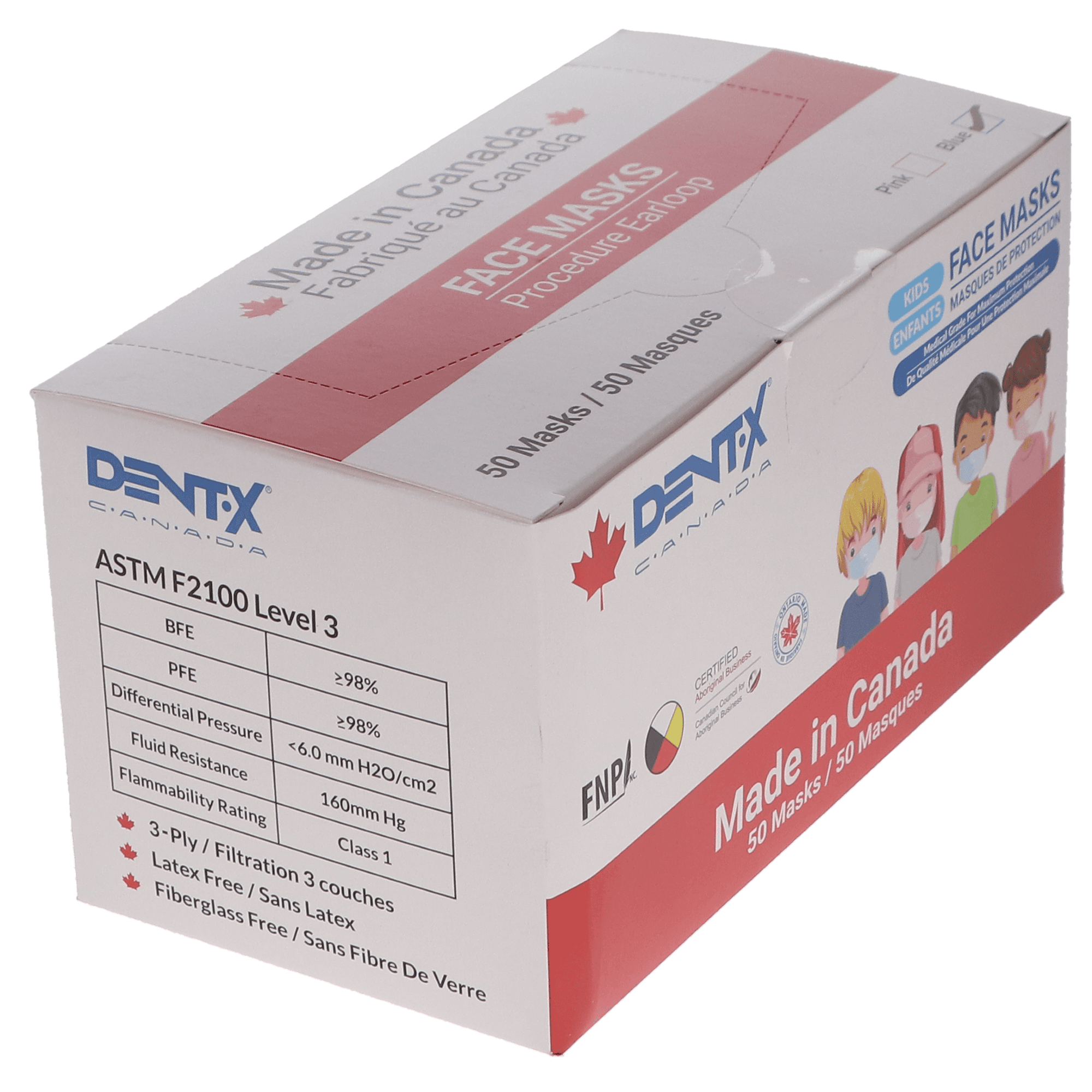 Dent-X Kids Face Masks, ASTM Level 3, Blue, 50/Box, DXKIDSP-50 (Discontinued) thumbnail 2