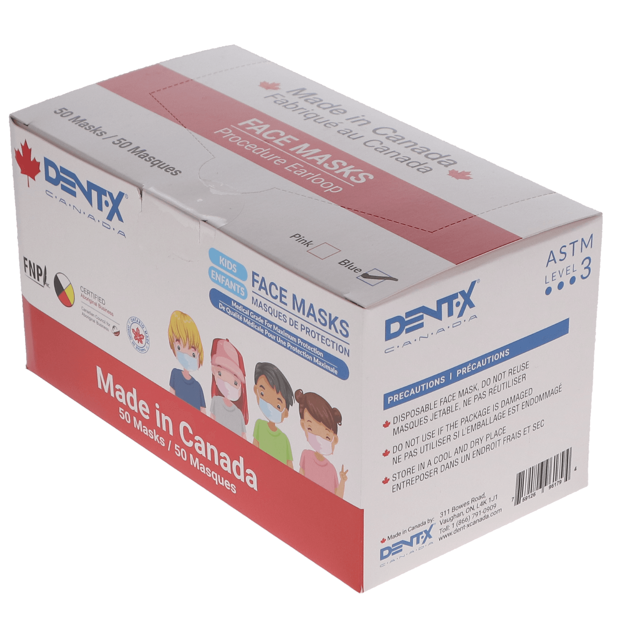 Dent-X Kids Face Masks, ASTM Level 3, Blue, 50/Box, DXKIDSP-50 (Discontinued) thumbnail 3